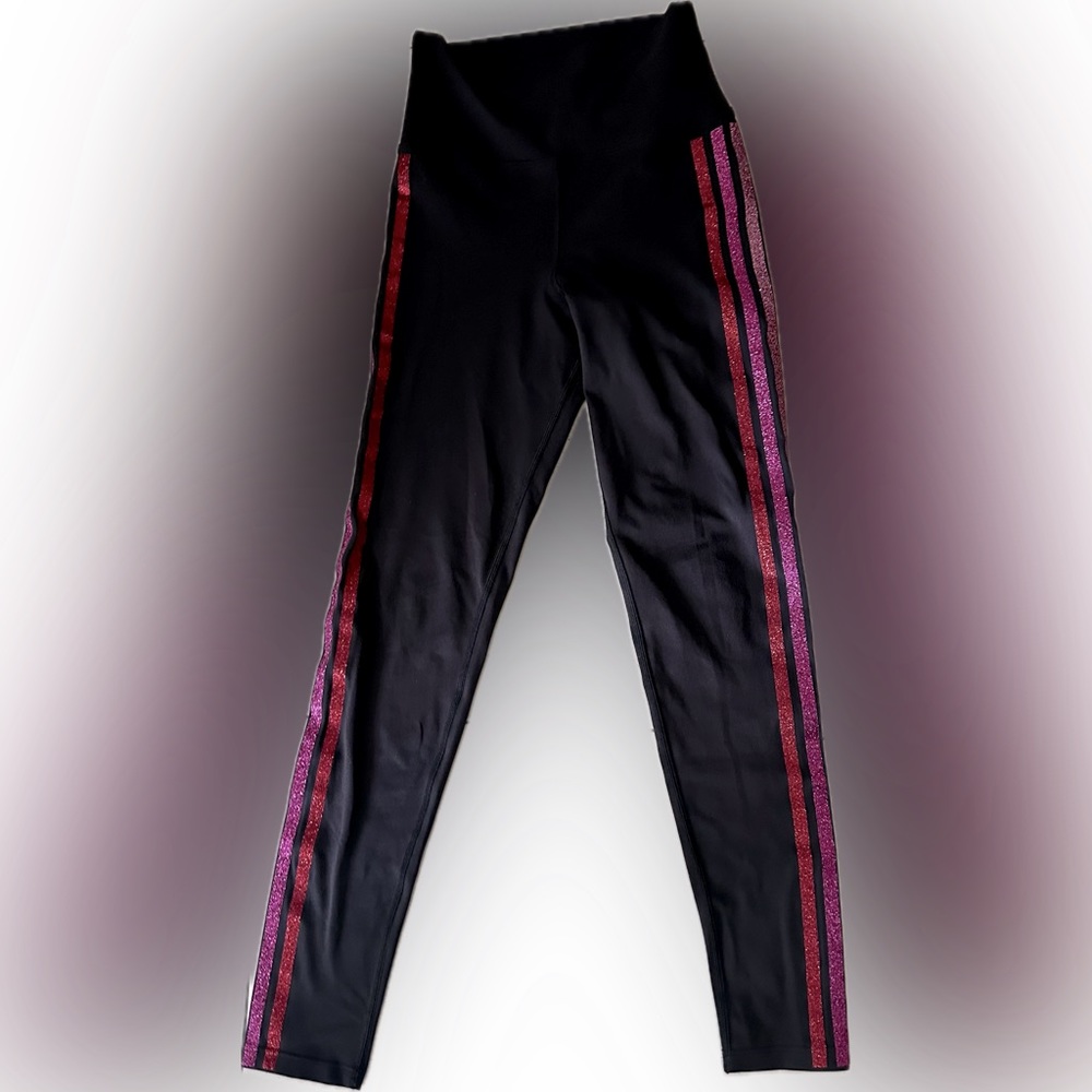 Beach Riot Black with Pink Stripes Leggings